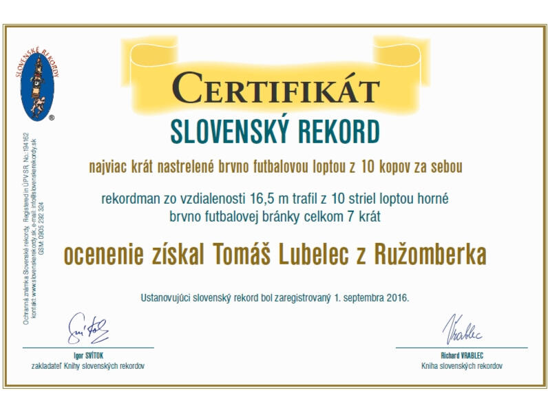 Tomáš Lubelec - Slovenský rekordman v kopaní lôpt do brvna Tomáš Lubelec - Slovenský rekordman v kopaní lôpt do brvna